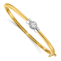 Thumbnail for 14k Two-tone AA Diamond Hinged Bangle
