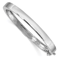 Thumbnail for 14k White Gold 6.3mm Polished Solid Hinged Bangle Bracelet