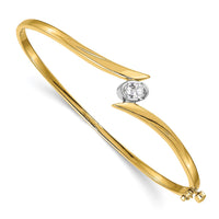Thumbnail for 14k Two-tone AAA Diamond Hinged Bangle