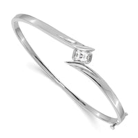Thumbnail for 14k White Gold VS Diamond Hinged Bangle