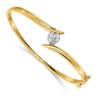 Thumbnail for 14k Two-tone AA Diamond Hinged Bangle