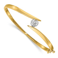 Thumbnail for 14k Two-tone AAA Diamond Hinged Bangle