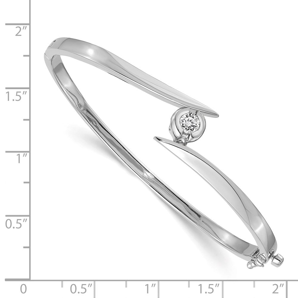 14k White Gold AAA Diamond Hinged Bangle