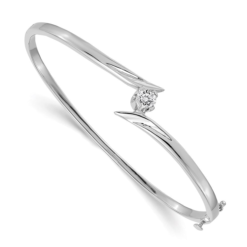 14k White Gold VS Diamond Hinged Bangle