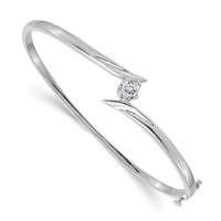 Thumbnail for 14k White Gold AA Diamond Hinged Bangle