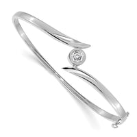 Thumbnail for 14k White Gold AA Diamond Hinged Bangle