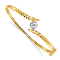 Thumbnail for 14k Two-tone AA Diamond Hinged Bangle