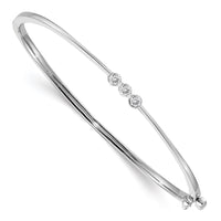 Thumbnail for 14k White Gold AA Diamond Hinged Bangle
