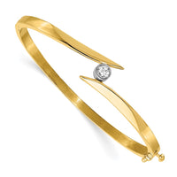 Thumbnail for 14k Two-tone A Diamond Hinged Bangle