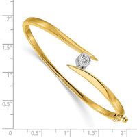 Thumbnail for 14k Two-tone A Diamond Hinged Bangle