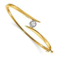Thumbnail for 14k Two-tone A Diamond Hinged Bangle