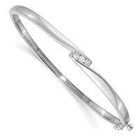 Thumbnail for 14k White Gold AAA Diamond Hinged Bangle