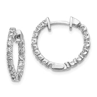 Thumbnail for 14k White Gold AAA Diamond Hinged Hoop Earrings