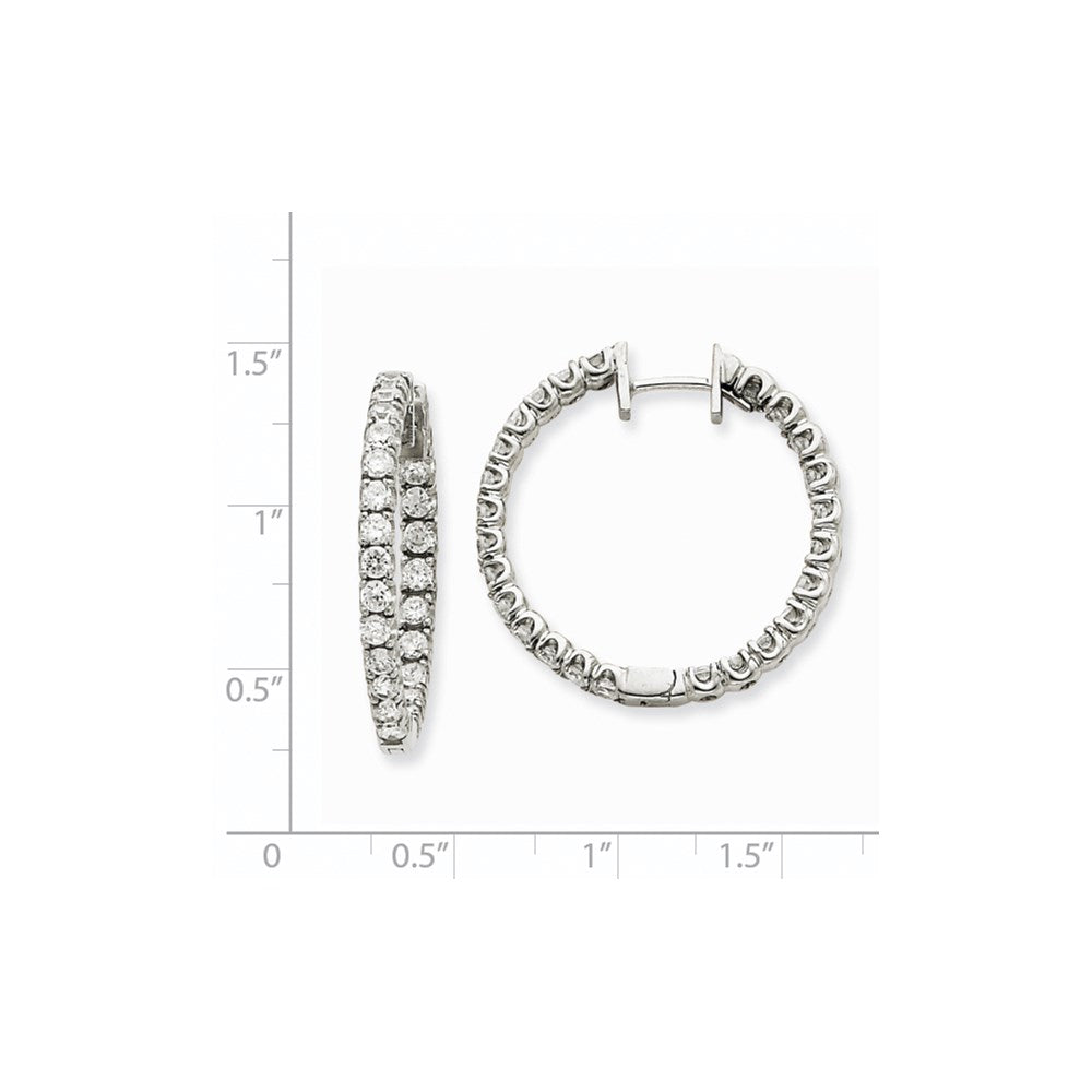 14k White Gold AA Diamond Hinged Hoop Earrings