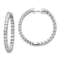 Thumbnail for 14k White Gold AA Diamond Hinged Hoop Earrings