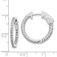 Thumbnail for 14k White Gold Diamond Round Hoop w/Safety Clasp Earrings
