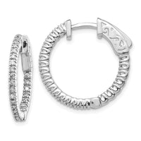 Thumbnail for 14k White Gold Diamond Round Hoop w/Safety Clasp Earrings