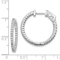 Thumbnail for 14k White Gold Diamond Round Hoop w/Safety Clasp Earrings
