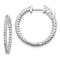Thumbnail for 14k White Gold Diamond Round Hoop w/Safety Clasp Earrings