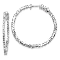 Thumbnail for 14k White Gold Diamond Round Hoop w/Safety Clasp Earrings