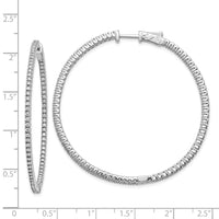 Thumbnail for 14k White Gold Diamond Round Hoop w/Safety Clasp Earrings