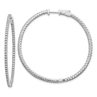 Thumbnail for 14k White Gold Diamond Round Hoop w/Safety Clasp Earrings