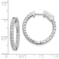 Thumbnail for 14k White Gold Diamond Round Hoop w/Safety Clasp Earrings