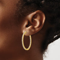 Thumbnail for 14k Diamond Round Hoop w/Safety Clasp Earrings