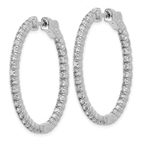Thumbnail for 14k White Gold Diamond Round Hoop w/Safety Clasp Earrings
