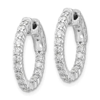 Thumbnail for 14k White Gold Diamond Round Hoop w/Safety Clasp Earrings