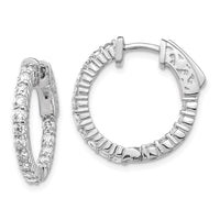 Thumbnail for 14k White Gold Diamond Round Hoop w/Safety Clasp Earrings