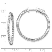 Thumbnail for 14k White Gold Diamond Round Hoop w/Safety Clasp Earrings