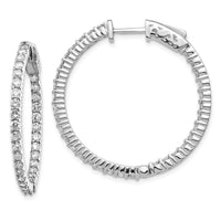 Thumbnail for 14k White Gold Diamond Round Hoop w/Safety Clasp Earrings