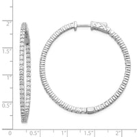 Thumbnail for 14k White Gold Diamond Round Hoop w/Safety Clasp Earrings