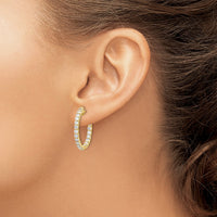 Thumbnail for 14k Diamond Round Hoop w/Safety Clasp Earrings