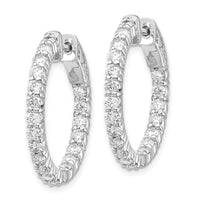 Thumbnail for 14k White Gold Diamond Round Hoop w/Safety Clasp Earrings
