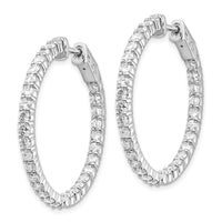 Thumbnail for 14k White Gold Diamond Round Hoop w/Safety Clasp Earrings