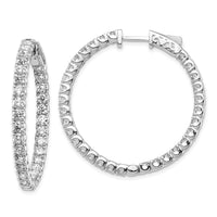 Thumbnail for 14k White Gold Diamond Round Hoop w/Safety Clasp Earrings