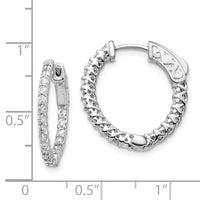 Thumbnail for 14k White Gold Diamond Round Hoop w/Safety Clasp Earrings