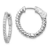 Thumbnail for 14k White Gold Diamond Round Hoop w/Safety Clasp Earrings