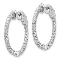 Thumbnail for 14k White Gold Diamond Round Hoop w/Safety Clasp Earrings
