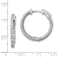 Thumbnail for 14k White Gold Diamond Round Hoop w/Safety Clasp Earrings