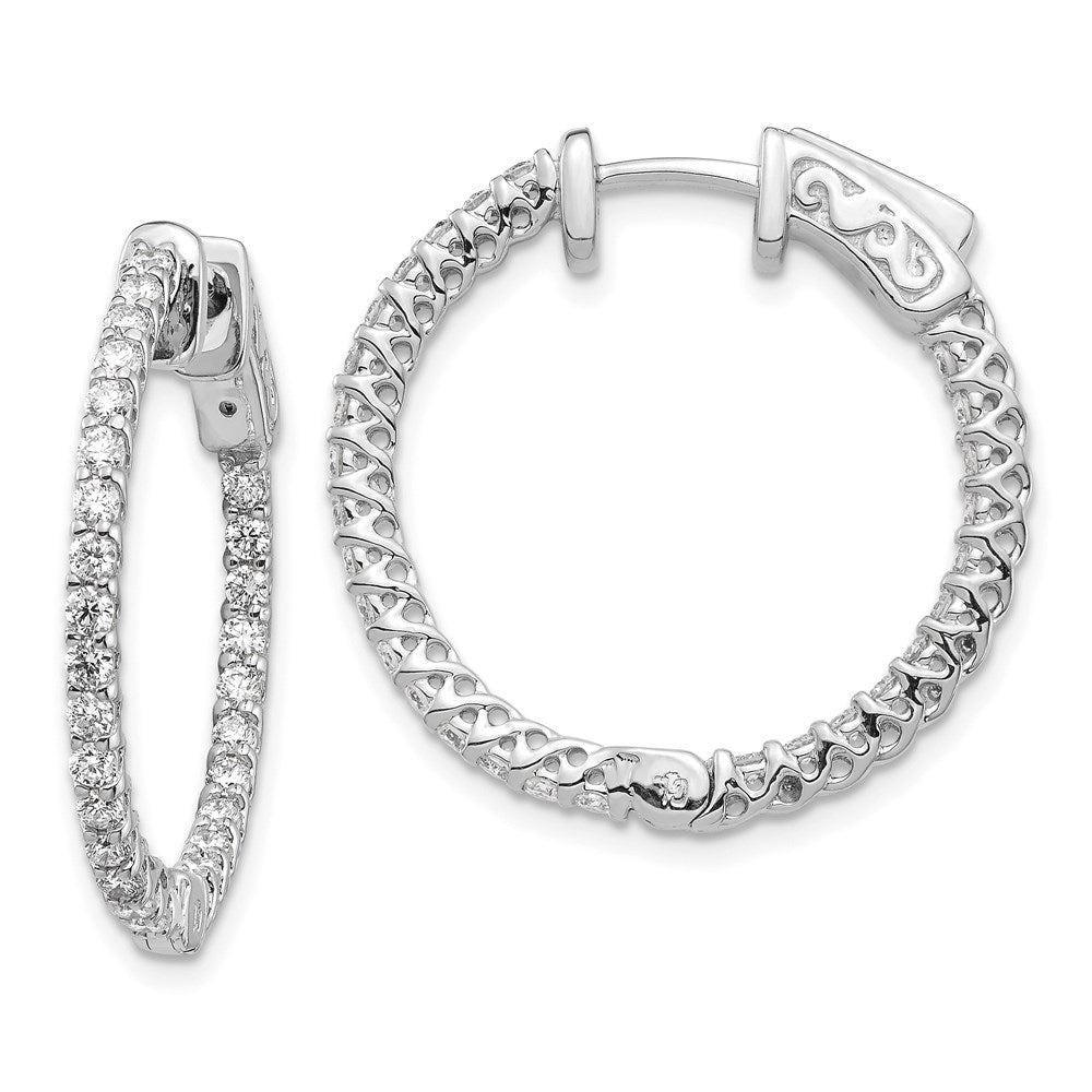 14k White Gold Round Hoop w/Safety Clasp Earring Mountings