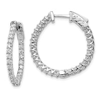 Thumbnail for 14k White Gold Diamond Round Hoop w/Safety Clasp Earrings