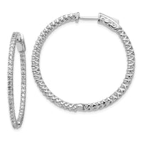 Thumbnail for 14k White Gold Diamond Round Hoop w/Safety Clasp Earrings