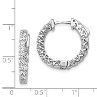 Thumbnail for 14k White Gold Diamond Round Hoop w/Safety Clasp Earrings