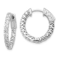 Thumbnail for 14k White Gold Diamond Round Hoop w/Safety Clasp Earrings