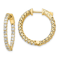 Thumbnail for 14k Diamond Round Hoop w/Safety Clasp Earrings