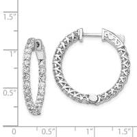Thumbnail for 14k White Gold Diamond Round Hoop w/Safety Clasp Earrings