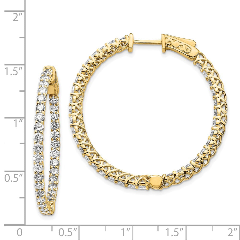 14k Diamond Round Hoop w/Safety Clasp Earrings